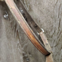FS Rsd Padded Monocrown Figure 8 Bridle, Braided Reins *gc/vgc, clean, mnr scrapes, dings?chews, mnr rubs, dry, faded & stains, xhole, scraped/thin
