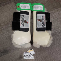 Open Front & Hind Boots, Fleece Lined, velcro *gc/fair, dirt, stains, yellowed, edges: curled, rough & thin, 1 squished
