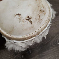 Open Front & Hind Boots, Fleece Lined, velcro *gc/fair, dirt, stains, yellowed, edges: curled, rough & thin, 1 squished
