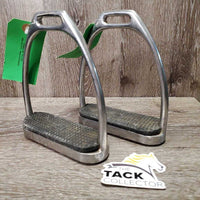 Pr Hvy Fine Stirrup Irons, grips *gc, dirty, scrapes, scratches, gunk, gouges
