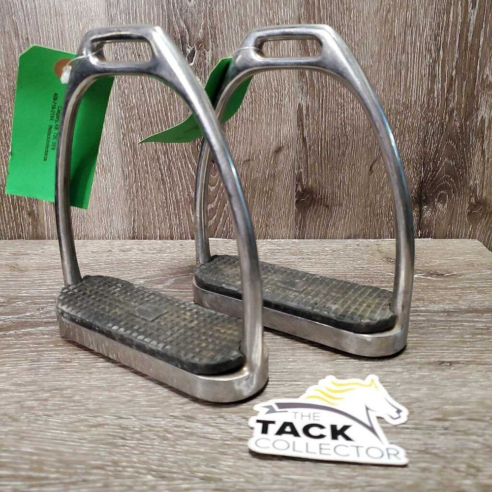 Pr Hvy Fine Stirrup Irons, grips *gc, dirty, scrapes, scratches, gunk, gouges