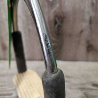 Soft v.Flexi Stirrup Irons, grips *gc, mnr dirt, faded, scratches & stains, grip rubs, loose rubber tops