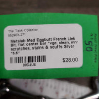Med Eggbutt French Link Bit, flat center bar *vgc, clean, mnr scratches, stains & scuffs
