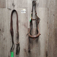 Rsd Padded Monocrown Dressage Bridle, Crank, Bling, Soft Rubber Reins *NO Flash, gc, dirty & v.dirty, missing logo & bling, gunk

