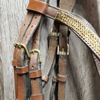Rsd Padded Monocrown Dressage Bridle, Crank, Bling, Soft Rubber Reins *NO Flash, gc, dirty & v.dirty, missing logo & bling, gunk