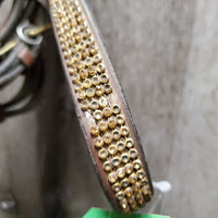Rsd Padded Monocrown Dressage Bridle, Crank, Bling, Soft Rubber Reins *NO Flash, gc, dirty & v.dirty, missing logo & bling, gunk
