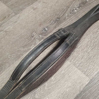 Thick Smooth Rubber Reins, buckles *gc, older, rubbed, creases, residue, mnr dirt