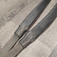 Thick Smooth Rubber Reins, buckles *gc, older, rubbed, creases, residue, mnr dirt
