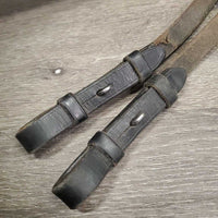 Thick Smooth Rubber Reins, buckles *gc, older, rubbed, creases, residue, mnr dirt
