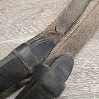 Thick Smooth Rubber Reins, buckles *gc, older, rubbed, creases, residue, mnr dirt