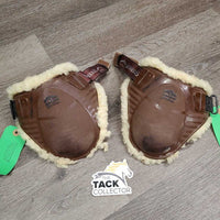 Hind Boots, Fleece lined, velcro *gc/fair, cracked, clean, mnr dirt, stains & scrapes, older, thin edge
