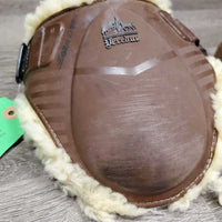 Hind Boots, Fleece lined, velcro *gc/fair, cracked, clean, mnr dirt, stains & scrapes, older, thin edge
