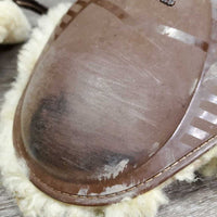 Hind Boots, Fleece lined, velcro *gc/fair, cracked, clean, mnr dirt, stains & scrapes, older, thin edge
