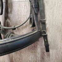 Thick Soft Dressage Double Bridle, Crank, Crown Buckle, Gem Browband *gc/vgc, older, dirty, residue, creases
