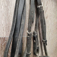 Thick Soft Dressage Double Bridle, Crank, Crown Buckle, Gem Browband *gc/vgc, older, dirty, residue, creases
