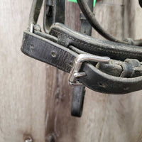 Thick Soft Dressage Double Bridle, Crank, Crown Buckle, Gem Browband *gc/vgc, older, dirty, residue, creases
