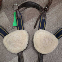 5 Point Breastplate, 3 Sheepskins *gc, dusty, scrapes, xholes, clean, rubs, dry, MISSING 1 Strap