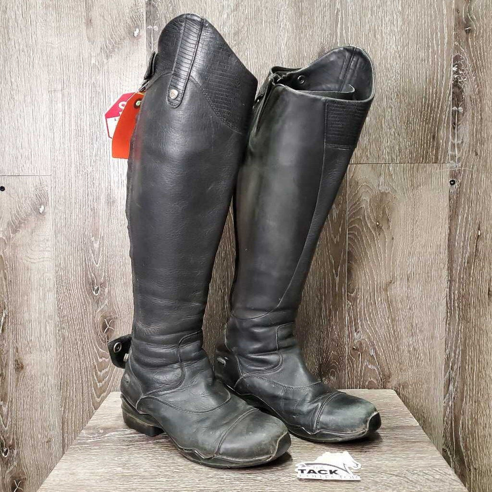 Dress Boots, zips *gc, rubs, faded toes, scuffs, residue, thin/holey edges, broken Snap-R, sticky zips