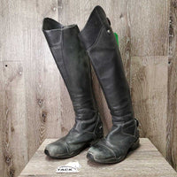 Dress Boots, zips *gc, rubs, faded toes, scuffs, residue, thin/holey edges, broken Snap-R, sticky zips