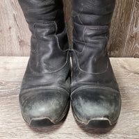 Dress Boots, zips *gc, rubs, faded toes, scuffs, residue, thin/holey edges, broken Snap-R, sticky zips

