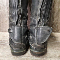 Dress Boots, zips *gc, rubs, faded toes, scuffs, residue, thin/holey edges, broken Snap-R, sticky zips
