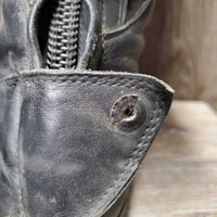 Dress Boots, zips *gc, rubs, faded toes, scuffs, residue, thin/holey edges, broken Snap-R, sticky zips
