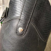Dress Boots, zips *gc, rubs, faded toes, scuffs, residue, thin/holey edges, broken Snap-R, sticky zips
