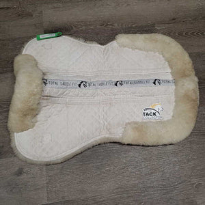 Shimmable Quilt Sheepskin Half Pad, rolled edge *gc, 0 shims, cut tabs, clean, stains, pills, clumpy, mnr dingy, puckers, threads
