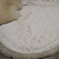 Shimmable Quilt Sheepskin Half Pad, rolled edge *gc, 0 shims, cut tabs, clean, stains, pills, clumpy, mnr dingy, puckers, threads