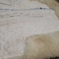 Shimmable Quilt Sheepskin Half Pad, rolled edge *gc, 0 shims, cut tabs, clean, stains, pills, clumpy, mnr dingy, puckers, threads
