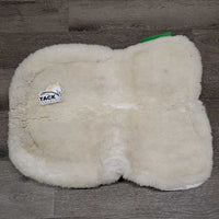 Shimmable Sheepskin Quilt Half Pad, rolled edge *gc, clean, 0 shims, cut tabs, v. stiff, shrunk, puckers, clumpy, mnr stains, pills, threads
