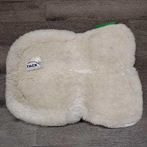 Shimmable Sheepskin Quilt Half Pad, rolled edge *gc, clean, 0 shims, cut tabs, v. stiff, shrunk, puckers, clumpy, mnr stains, pills, threads