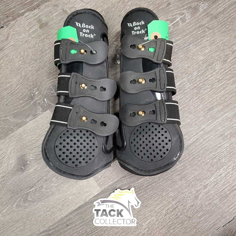 Open Front Boots, tabs, bag *gc, dirty, torn & frayed edge