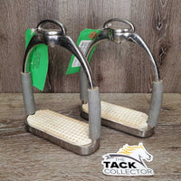 Pr Flexi Stirrup Irons, Swivel Top *vgc, dirt, stains, scratches, scuffs
