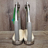 Pr Flexi Stirrup Irons, Swivel Top *vgc, dirt, stains, scratches, scuffs
