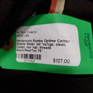 Cotton Stable Sheet, tail *xc/vgc, clean, faded, mnr hair, threads