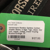 Cotton Stable Sheet, 0 legs *vgc, clean, mnr hair, repair, faded, chest fraying