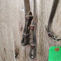 Rsd/FS Monocrown Bridle, Rubber Reins *NO Noseband, gc, mnr dirt/residue, faded, rubs & scrapes, curled crown & rein edges

