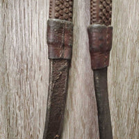 Rsd/FS Monocrown Bridle, Rubber Reins *NO Noseband, gc, mnr dirt/residue, faded, rubs & scrapes, curled crown & rein edges
