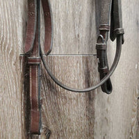 Rsd/FS Monocrown Bridle, Rubber Reins *NO Noseband, gc, mnr dirt/residue, faded, rubs & scrapes, curled crown & rein edges
