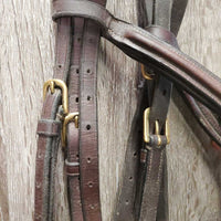 Rsd/FS Monocrown Bridle, Rubber Reins *NO Noseband, gc, mnr dirt/residue, faded, rubs & scrapes, curled crown & rein edges
