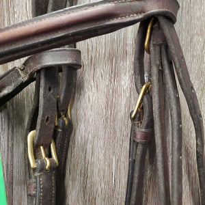 Rsd/FS Monocrown Bridle, Rubber Reins *NO Noseband, gc, mnr dirt/residue, faded, rubs & scrapes, curled crown & rein edges