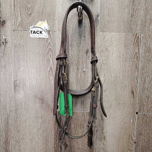 Rsd/FS Monocrown Bridle, Rubber Reins *NO Noseband, gc, mnr dirt/residue, faded, rubs & scrapes, curled crown & rein edges