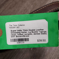 Thick Double Leather Grooming Halter, Lg Buckle *vgc/gc, clean, faded, scrapes, dented sided, stiff