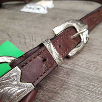 Leather & Silver Western Showmanship Halter *xc/vgc, clean, mnr gunk, peeled plating & cracked holes
