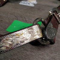 Leather & Silver Western Showmanship Halter *xc/vgc, clean, mnr gunk, peeled plating & cracked holes