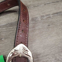 Leather & Silver Western Showmanship Halter *xc/vgc, clean, mnr gunk, peeled plating & cracked holes