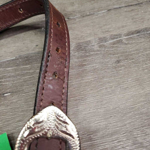 Leather & Silver Western Showmanship Halter *xc/vgc, clean, mnr gunk, peeled plating & cracked holes