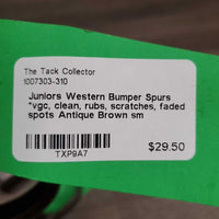 Juniors Western Bumper Spurs *vgc, clean, rubs, scratches, faded spots
