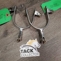 Western Rosebud Ladies Roping Spurs, 6 Point Brass Rowels *vgc/xc, clean, rubs, scratches
